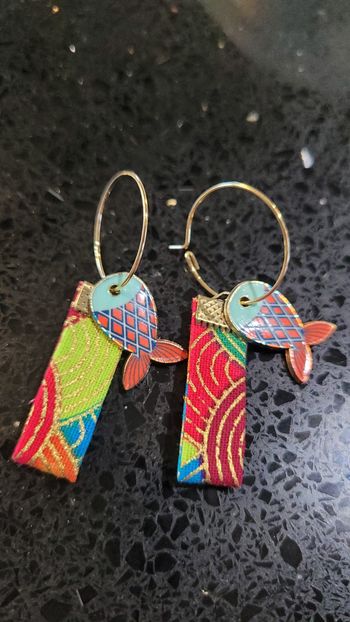 Boucles d'oreilles creoles, poissons, breloques interchangeables 