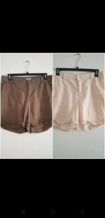 2 shorts en lin kaki rose pale Gémo 44
