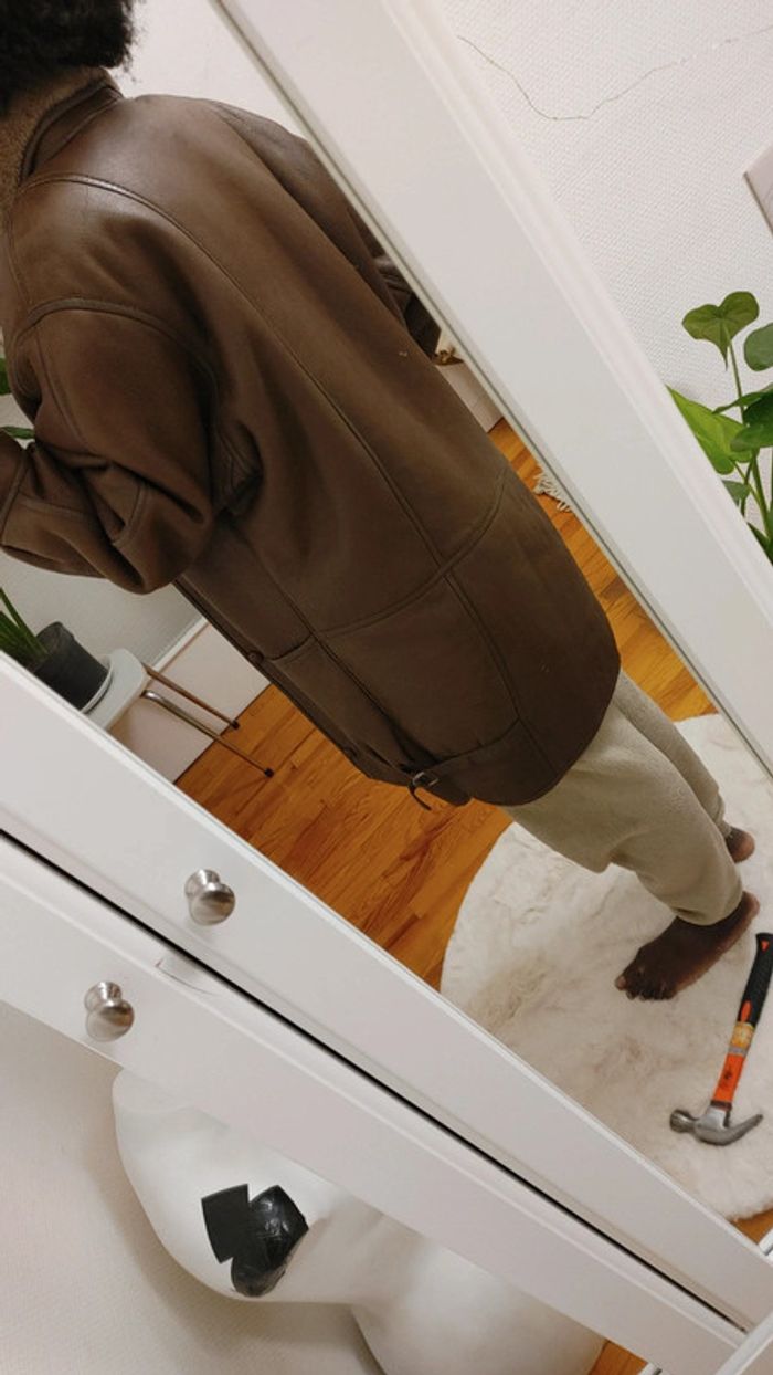 Manteau vintage en peau de mouton retourné shearling montone sheepskin réversible - photo numéro 6