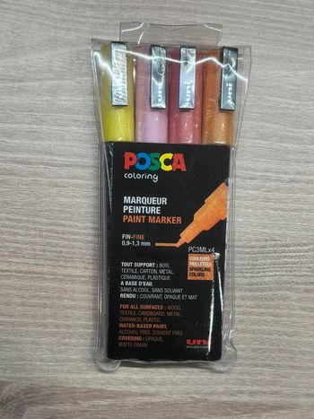 Posca Set 4 Marqueurs Pochette Paillettes Chaudes