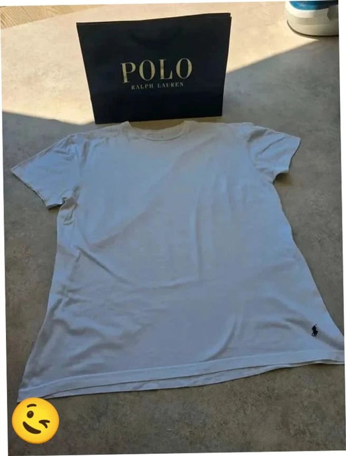 T-shirt Ralph Lauren XL coupe col rond blanc Homme Men tee116 - photo numéro 4