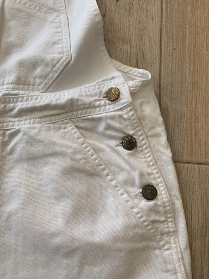 Salopette courte vintage 90’ en jean blanc Lulu Castagnette - photo numéro 3