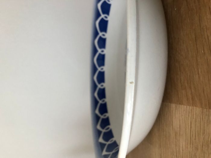 Vintage sublime plat creux blanc et bleu faïence Badonviller - photo numéro 6