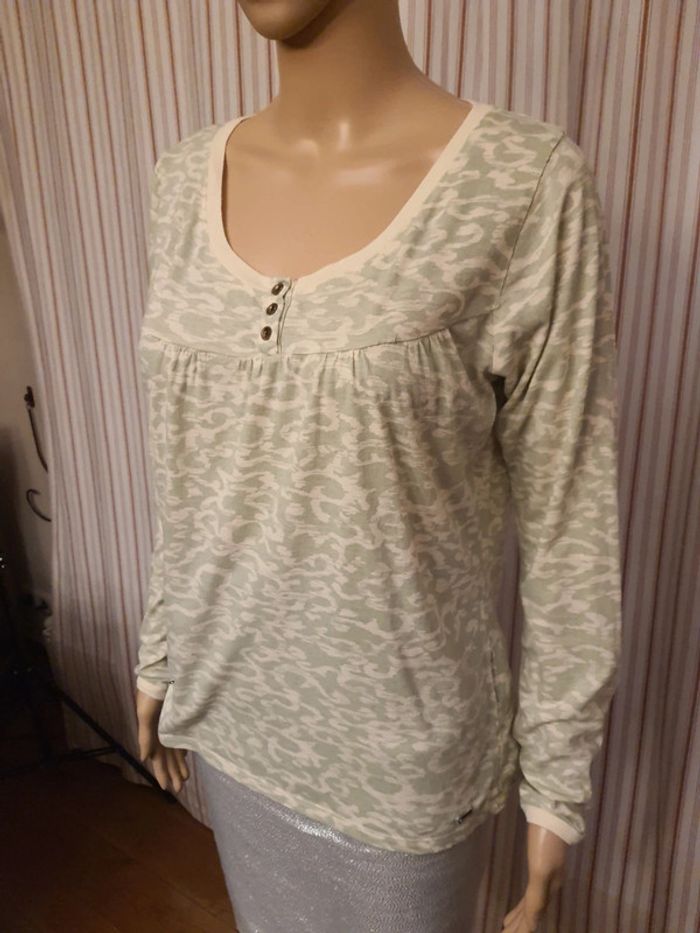 Jolie T-shirt femme vert/beige Carrera taille S - photo numéro 5