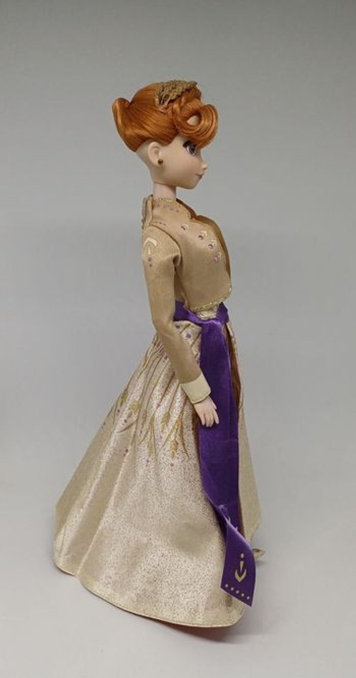 Rare 2 poupées Anna et Elsa Reine des neiges 2 Frozen Disney robe dorée mauve princesse - photo numéro 10