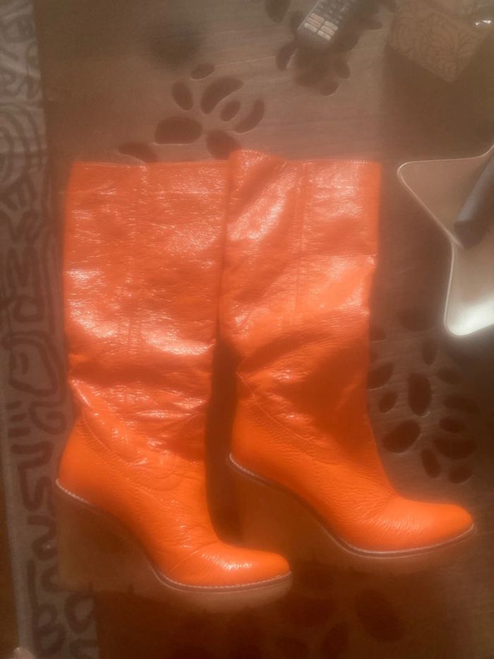 Bottes vintage T 37 - orange - photo numéro 6