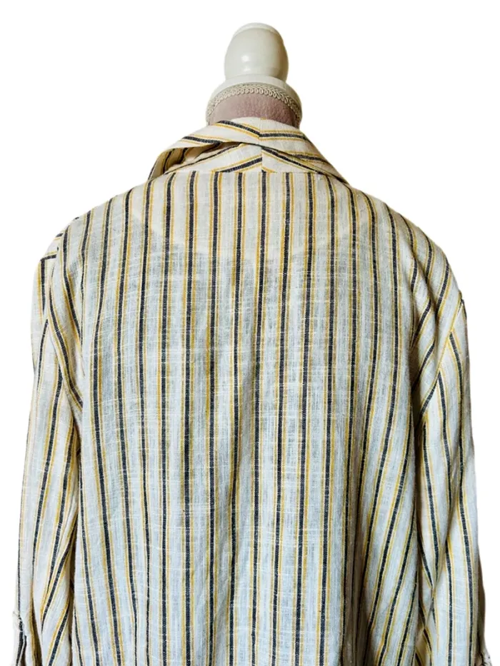 🍃Veste en lin neuve T.42 à rayures fines Grain de Malice casual chic linen striped open blazer🍃 - photo numéro 7