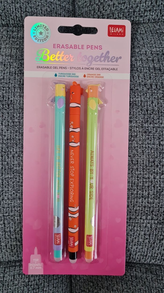 Legami Set Saint Valentin 2026 Couple Oiseaux Inséparables + Poisson Némo Limited Edition = 3 Stylos - photo numéro 3