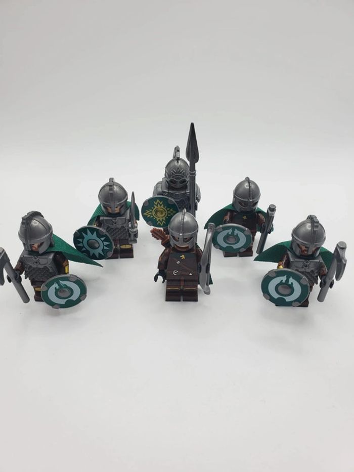 Figurines type lego 6 guerriers du rohan seigneur des anneaux - photo numéro 2
