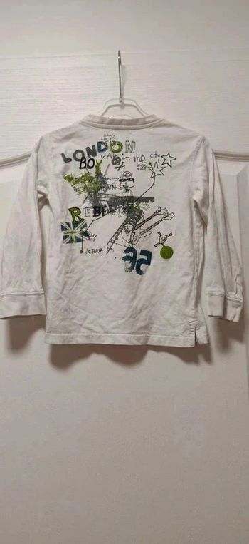 T-shirt ml blanc dessin dos Vertbaudet 6 ans