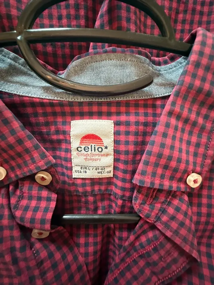 Chemise CELIO rouge à carreaux - photo numéro 3