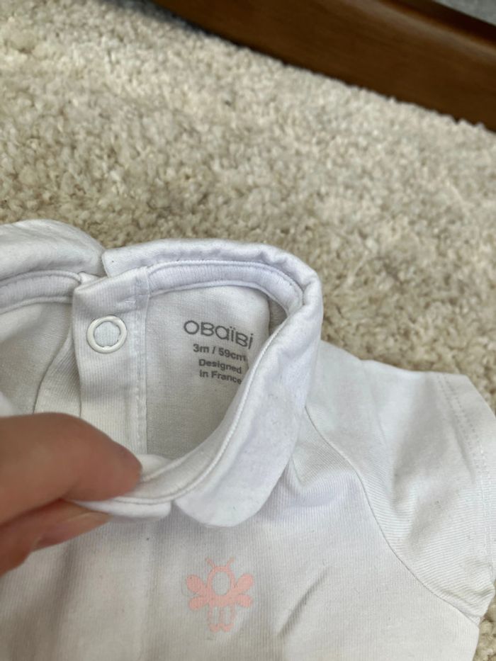 Lot de 3 bodies assortis manches courtes avec col, chics, fille - Obaibi - 3 mois - photo numéro 4