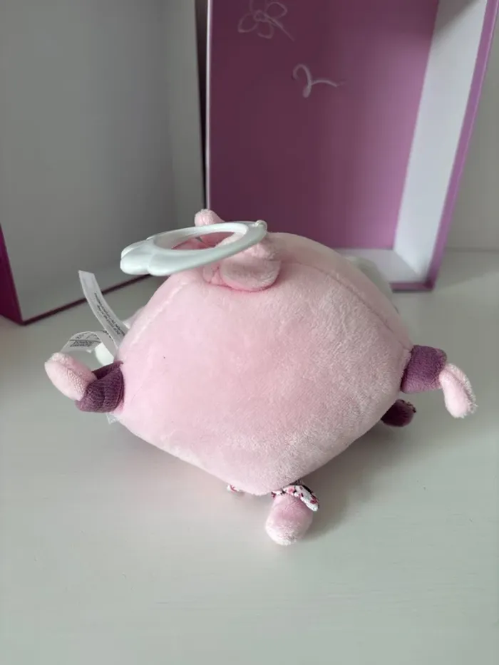 Doudou boîte à Musique Lapin 17 cm Collection Lapin Cerise Rose - photo numéro 7