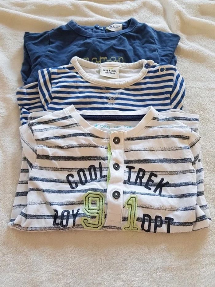 Lot de 3 maillots manches longues garçon 12 mois