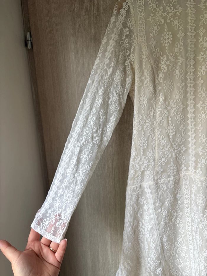 🤍 sublime robe en soie écru style bohème effet dentelle  - Ikks - T40 - photo numéro 4