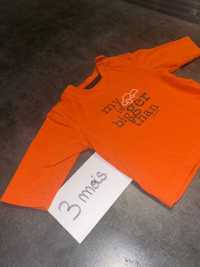 Tee shirt a mangues longues bébé orange - photo numéro 2