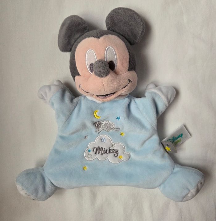 Doudou Mickey marionnette bleu- Nuage / mouton - Disney