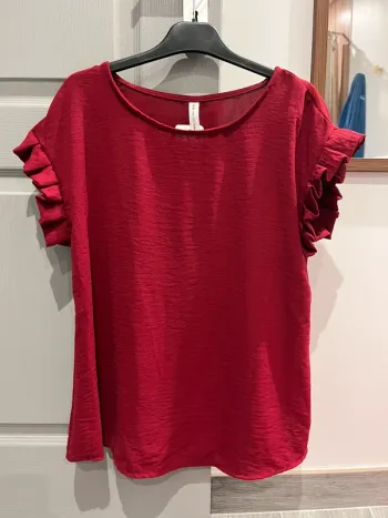 T shirt col rond froufrous