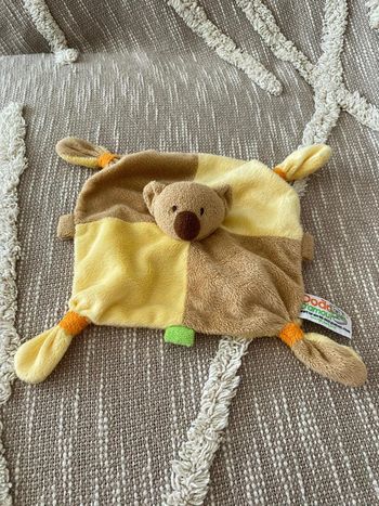 Peluche doudou plat 19cm dodo d'amour koala marron et jaune très bon état