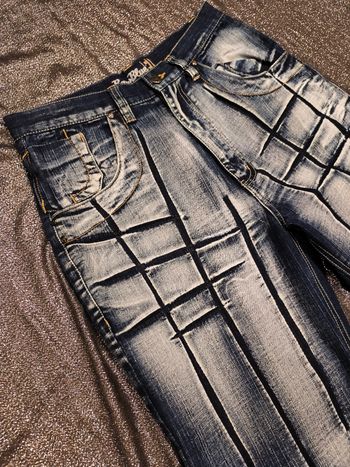 Vintage Raw Blue EU Baggy Jeans 30x30 Y2K Streetwear Crosshatch Blue Denim