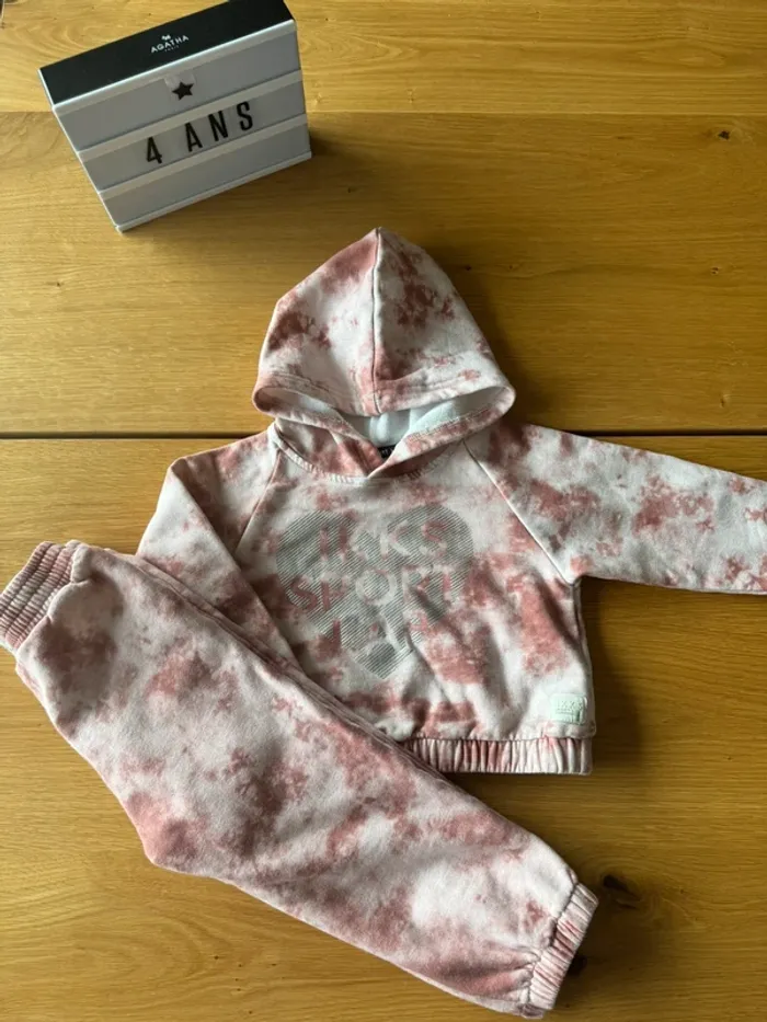 Jogging 2 pièces avec sweat à capuche et pantalon rose pâle avec/rose - Taille 4 Ans