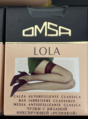 OMSA Lola – Bas auto-fixants classiques sans silicone – Taille II Long (40-42) – Neufs sous boîte