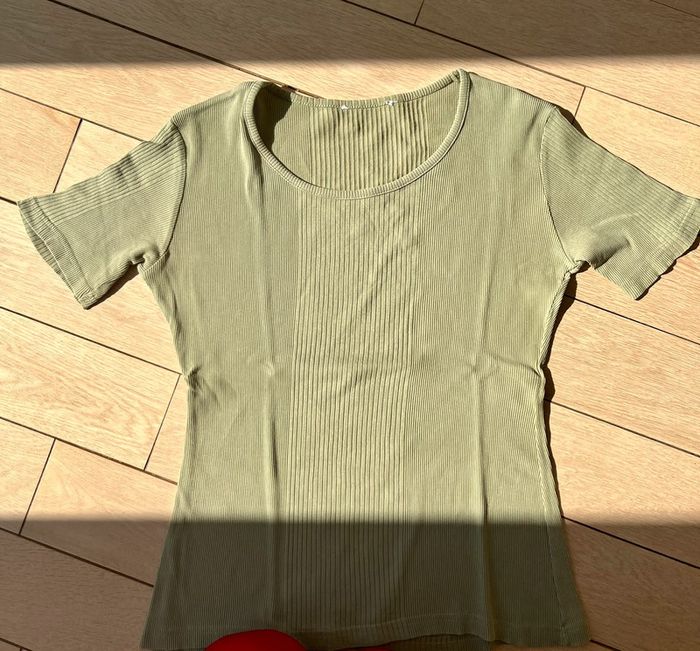 Tee shirt basique vert coton - photo numéro 6