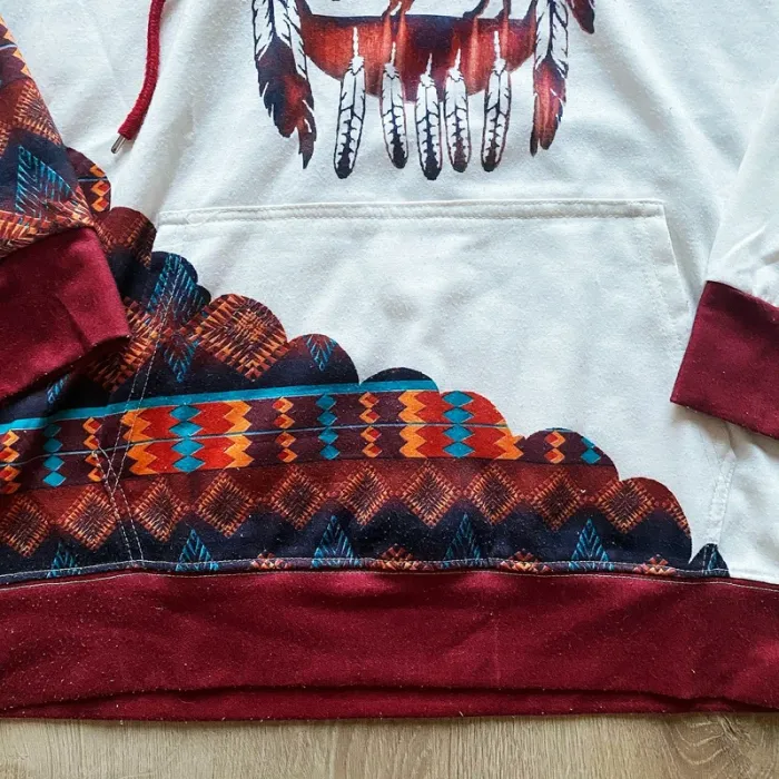 Vintage Native American Sweat-Shirt / Amerindian Hoodie Homme Exclusive Ethnique (Taille L) - photo numéro 3