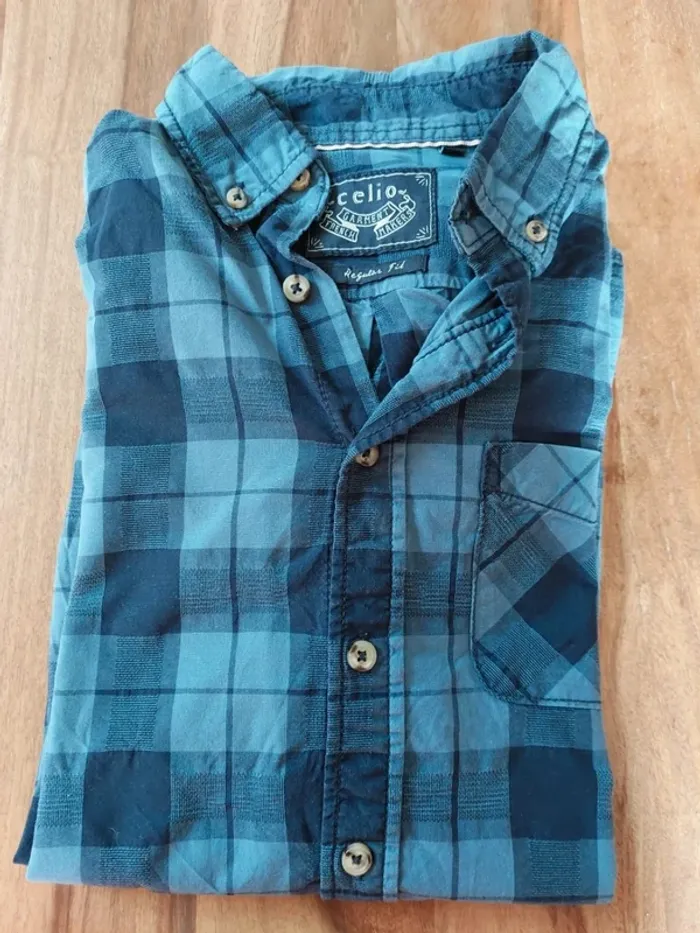 Chemise manches longues à carreaux Celio taille S