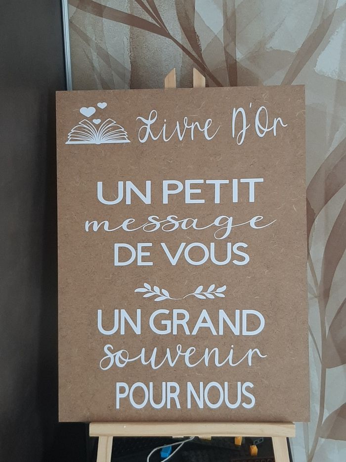 Pancarte en bois livre d'or pour mariage
