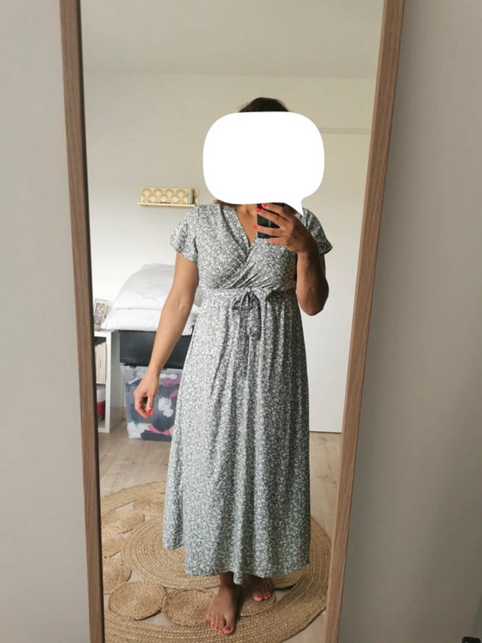 Robe longue blanc/vert - photo numéro 2