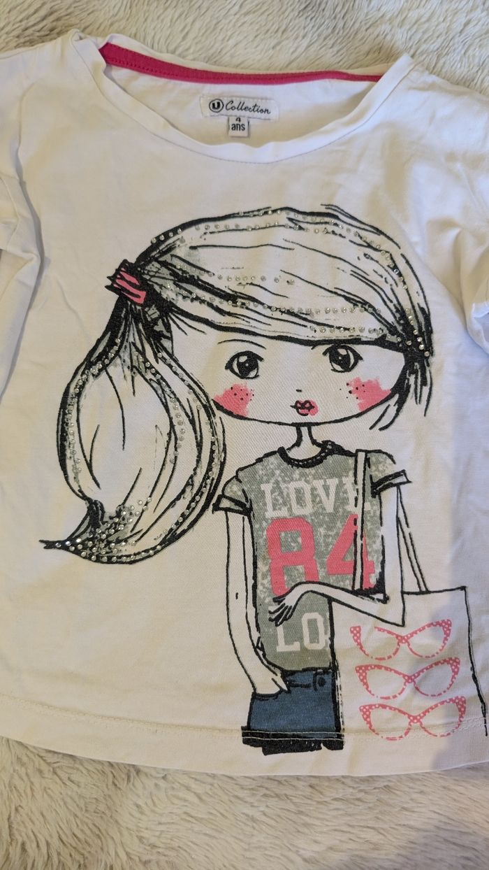 T-Shirt manches longues U Collection taille 4 ans - photo numéro 2