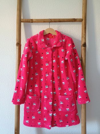 Joli peignoir polaire tout doux rose fushia motifs chats 8 ans