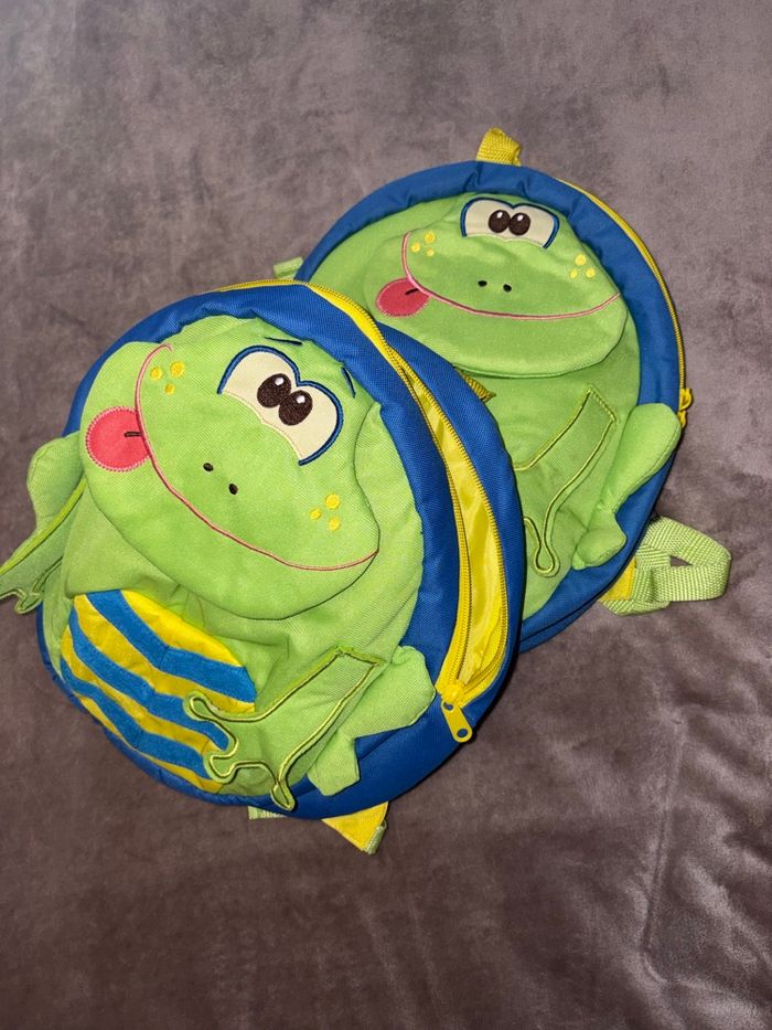Lot de 2 sacs à dos grenouille enfant – vert et bleu 🐸🎒 - photo numéro 3