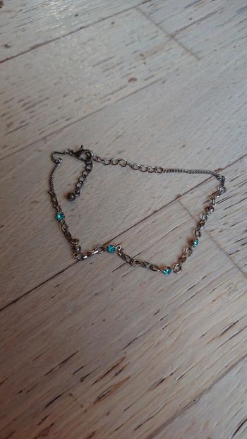Bracelet cheville strass turquoise