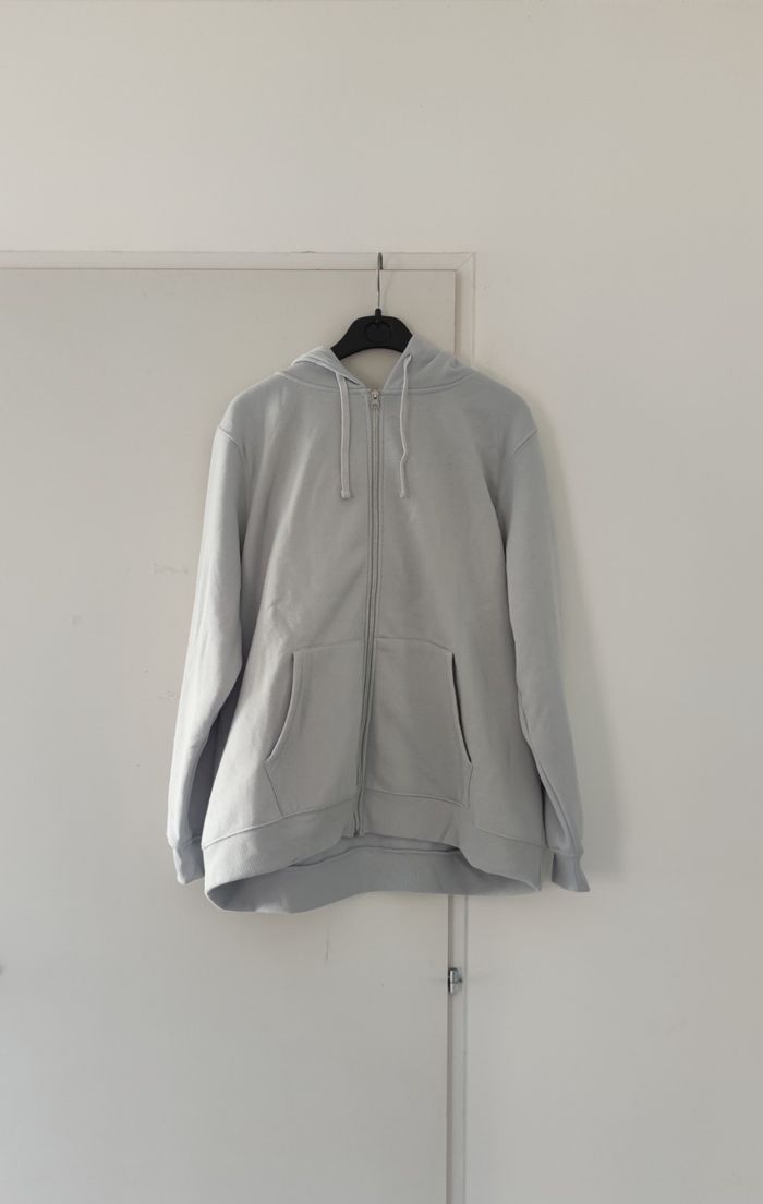 Sweat à Capuche Zippé Homme Primark - Gris Clair - Taille XXL - TBE