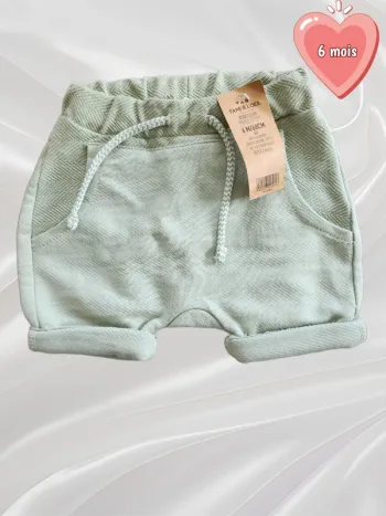 Short vert clair garçon 6 mois