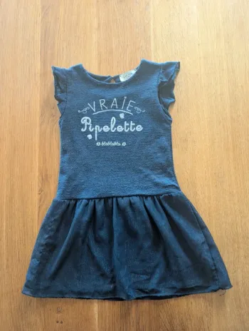 Robe sans manches jupon paillettes bleue marine 5 ans