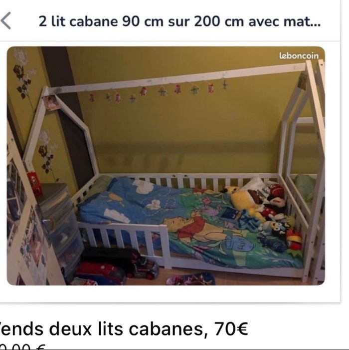Vend 2 lit cabane avec  2 matelas