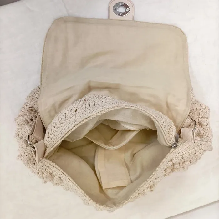 Sac à main beige crocheté crochet - esprit bohème chic S008 - photo numéro 6