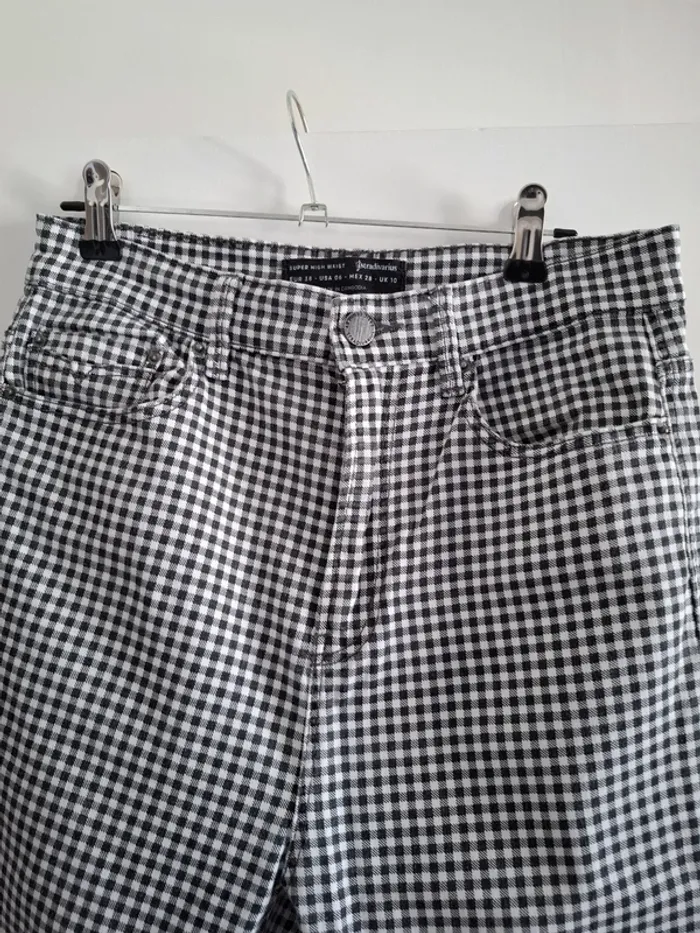 Pantalon vichy noir et blanc - Stradivarius - 38 - très bon état - photo numéro 3