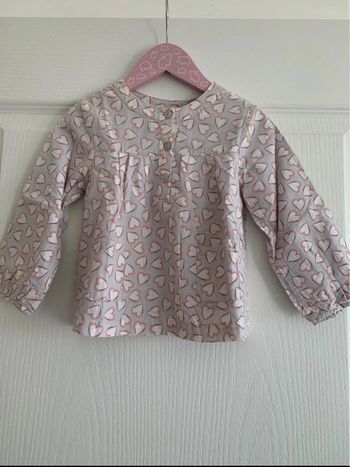 Blouse/Chemise cœurs doublée Obaibi en 2 ans