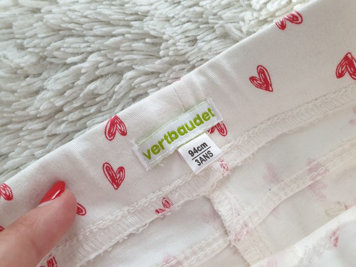 Pantalon blanc coeurs rouges - T3A - Vertbaudet - photo numéro 4