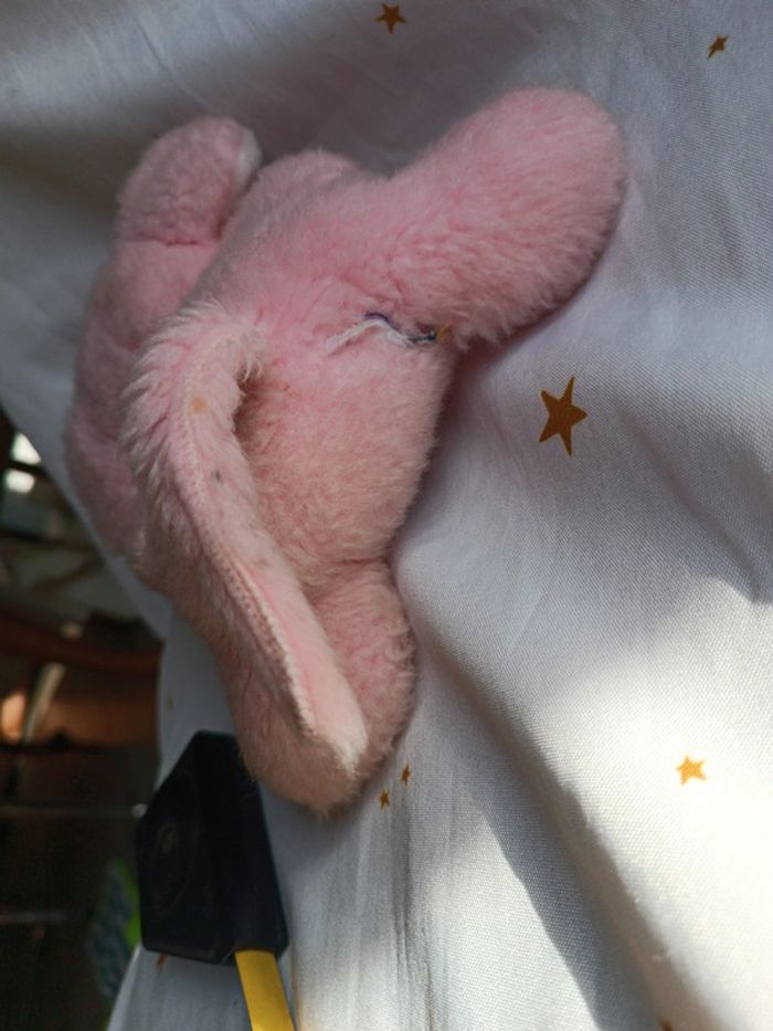 Petite peluche small doudou plush éléphant souris mouse rose pink ajena vintage vtg boulgom hochet - photo numéro 8