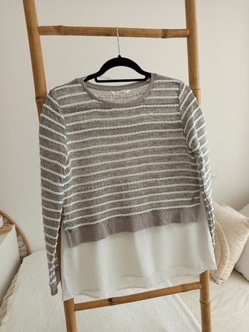 Pull gris avec corde & voilage blanc Only taille M