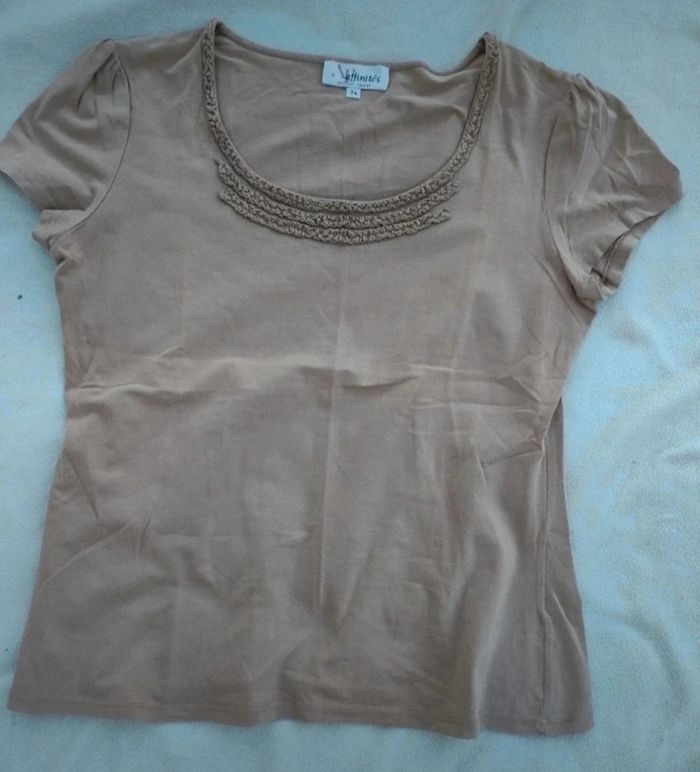 Tee-shirt marron manches courtes femme