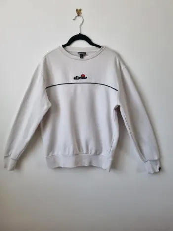 Sweat hoddies blanc Ellesse en coton vintage Année '90