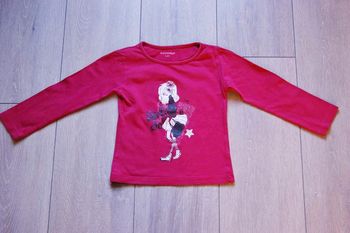 Maillot manche longue couleur framboise .  4 ans fille . In Extenso