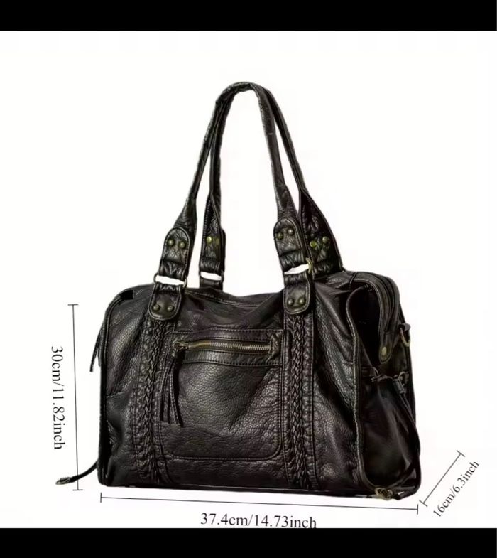 Sac Vintage Y2k Sac À Main Bandoulière Sac De Cours Noir Femme Mode - photo numéro 2