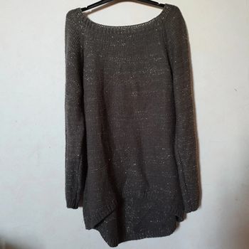 Pull marron effet brillant
